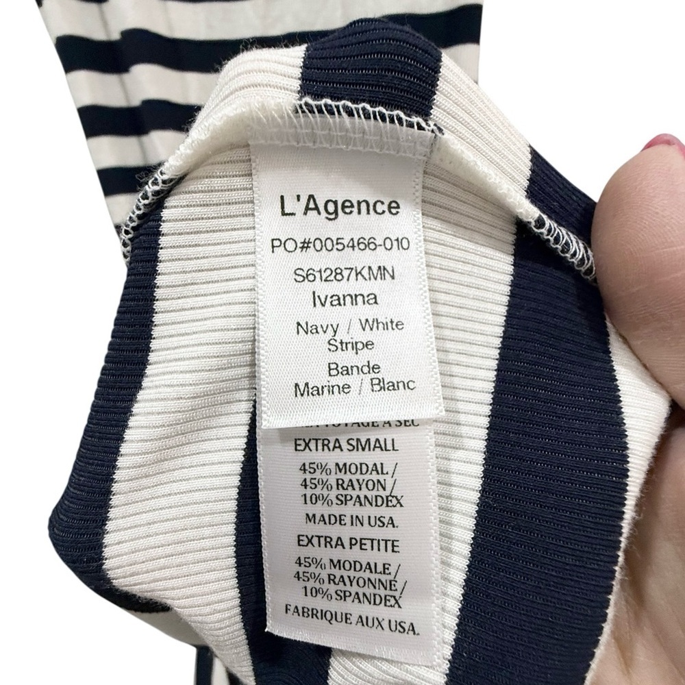 L’AGENCE Ivanna Navy & White Striped Ribbed Midi Tank Dress XS - Picture 9 of 10